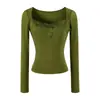 Camiseta de manga larga con ribete de encaje estilo coreano para mujer, diseño de principios de otoño, nicho, corte ajustado, favorecedora, camiseta básica pura y seductora