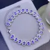 Pulseira de Prata 925 com Tanzanita Incrustada Pulseira Feminina Versátil Moda Simples Pulseira Atacado Transfronteiriço Pedra Preciosa Natural