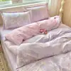Conjunto de Roupa de Cama Fresco e Simples 100% Algodão Quatro Peças Capa de Edredom 100% Algodão Lençol de Cama Roupa de Cama Dormitório Estudantil Conjunto de Três Peças
