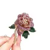 Broche luxuoso de rosa com adornos de diamantes, acessório requintado de alta qualidade, alfinete de lapela, acessório para roupas, alfinete para acinturar, broche decorativo