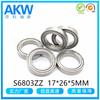Fabricantes de Cixi S6803ZZ 17*26 * 5MM rodamiento de bolas de ranura profunda de acero inoxidable 420 de pared delgada