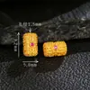 Plata S925 Chapada en Oro de 24 Quilates con Corindón, Cuentas Cilíndricas con Patrón Tradicional, Separadores para Diseño DIY Hechos a Mano, Accesorios Pequeños