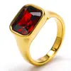 Anillo cuadrado de titanio y acero con gema brillante, oro de 18 quilates, para mujer, venta caliente transfronteriza, moderno, combinable, no se decolora, joyería para la mano