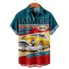 2024 nueva camisa hawaiana de carreras con impresión 3D de manga corta para hombre, playa, comercio exterior para hombre