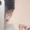 Pendientes Rosas Pequeños con Flor y Cierre de Rosca, Sencillos, Modernos y Delicados para Mujer, Pendientes Elegantes, Lujo Ligero, Sencillos, Dulces y Exquisitos