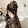 Pinza Negra de Satín con Lazo para Cola de Caballo, Pinza para Volumen del Cabello con Etiqueta Dorada de Lujo Ligero, Pinza para el Cabello de Viajero de Alta Gama y Exquisita