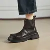 Botas Martin de suela gruesa sin cordones para otoño e invierno para comercio transfronterizo, botines Chelsea cortos de suela blanda en negro y marrón para mujer