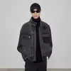 Chaqueta de Mezclilla Corta Oversize de Cuello Alto Estilo Motociclista Multibolsillos Resistente Lavado Vintage Otoño e Invierno Juvenil Moda Algodón