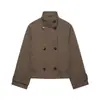Roupas Femininas Transfronteiriças 2026 Moda Europeia e Americana Casaco Trench Coat Longo de Manga Longa com Gola Alta de Botão Duplo Solto para Mulheres D6365805