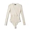 Mono de punto con cuello cruzado de diseño nicho para mujer, nuevo sexy de otoño 2025, ajustado, cuello en V, manga larga