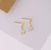 Pendientes de Plata de Ley S925 con Circonita Micro Pavimentada en Forma de Gota de Agua y Flor Brillante para Mujer, Pendientes Pequeños de Flor Exquisitos Dulces y Lindos para Mujer