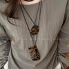 Collar de Cadena con Colgante de Peine de Acetato con Estampado de Leopardo Nicho Coreano Cuerda Negra Diseño de Mujer Moda Versátil Cadena para el Cuello Cadena para Suéter