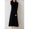Vestido de Tricô de Lã Outono e Inverno para Mulheres, Gola Meia-Alta, Vestido Suéter Solto e Emagrecedor, Vestido Base de Comprimento Médio Acima do Joelho em Linha A