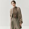 Cardigan/Xale de Cashmere de Comprimento Médio Estilo Solto e Relaxado para Mulheres Outono e Inverno 2025 Novo Elegante Suéter de Tricô Jaqueta