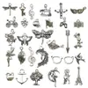 30 Estilos Mistos de Pingentes de Prata de Xizang, Pulseiras, Colares, Charms de Avião de Ferro Prateado Antigo em Liga, Acessórios para Joias DIY Feitos à Mão