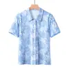 Camisas Casuales Finas de Verano Tejidas de Primavera para Mujeres de Mediana Edad y Mayores, Cardigan de Manga Corta Holgado de Talla Grande con Estampado para Madres Mayores
