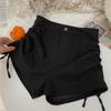 Shorts para Mujer 2025 Primavera y Verano Nuevo Estilo con Cordones en Ambos Lados para Personas Bajas, Cintura Alta, Aspecto Adelgazante, Pantalones Cortos Sexy de Pierna Ancha