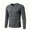 Nuevo suéter de punto liso para hombre de moda otoño e invierno, jersey de manga larga ajustado con cuello en V para hombres jóvenes