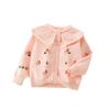 Suéter Cárdigan para Niños Otoño e Invierno Nuevo Bebé Niña Bordado Cereza Tops Tejidos Lindo Cuello de Muñeca Top Tejido