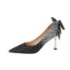 6682-9 Lazo Francés Gradiente Lentejuelas de Cristal de Alta Gama Celebridad Banquete Novia Dama de Honor Boda Zapatos de Tacón Alto