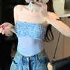 Top de Rejilla Elástica con Lentejuelas, Estilo Chica Caliente Sexy, Ajustado, Sin Tirantes, Estilo Francés, Más Vendido, Primavera 2026, para Mujer