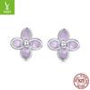 Pendientes de plata de ley 925 con diseño de rima morada y lila, chapados en platino, sencillos y combinables para mujer, pendientes pequeños exquisitos.