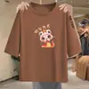 Comercio Electrónico Transfronterizo Comercio Exterior Ropa para Mamá Reductora de Edad Rojo Auspicioso Camiseta de Siete Mangas Manga Corta Ropa del Año Zodiacal para Mujer Top