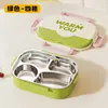 Fiambrera de Acero Inoxidable Portátil con Compartimentos Bandeja para Comidas Dibujos Animados Linda Caja Bento para Estudiantes Caja para Comida de Oficina Apta para Microondas