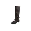 Botas largas de cuero genuino para mujer, de suela gruesa, tacón grueso y hebilla de cinturón, nuevo estilo de exportación otoño/invierno 2026, botas de montar sencillas de pierna recta