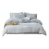 Conjunto de Roupa de Cama Simples Listrado em Algodão Lavado Tingido em Fio Estilo Ins Japonês Puro Algodão Conjunto de Três/Quatro Peças para Cama de Dormitório de Estudante Conjunto Puro de Algodão de Três/Quatro Peças