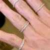 Anillos Trenzados Apilables para Mujer, Anillos de Cuerda Retorcida Completamente de Diamante, Anillos Mobius de Circonita, Anillos para el Dedo Índice, Delicadas Filas Pequeñas de Diamantes