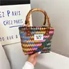Bolsa Tote de Armazenamento para Férias na Praia Tecida à Mão para Mulheres, Bolsa Tote de Palha, Tendência de Bolsa de Moda de Luxo para Mulheres
