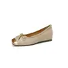 Zapatos planos bajos personalizados estilo francés para mujer con aumento de altura interno, zapatos de ballet vintage de suela blanda con lazo, zapatos para mujer de talla grande