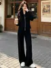 Conjunto deportivo casual de moda callejera para mujer, moda de otoño, juvenil y adelgazante, conjunto de dos piezas con sudadera con capucha y pantalones largos