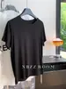 Nova Camiseta Básica de Manga Curta em Liocel com Gola Redonda, Cor Pura, Casual, Costura Central nas Costas, Coleção Primavera/Verão 2026 8397
