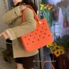 Bolsa de Playa Eva Gran Capacidad Impermeable Almacenamiento Moda Coreana Bolso de Mano Bolsa Estampada Bolso de Agujeros de Moda para Mujer
