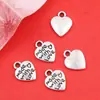 Pingente de Liga Retro Acessórios para Joias DIY Acessórios para Cordão de Pulseira de Prata Antiga Letras Galvanizadas Coração de Pêssego Formato de Coração Atacado