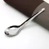 Cuchara Plana de Acero Inoxidable Engrosada para el Hogar, Mango Largo, Cuchara para Sopa Sandía, Vajilla de Comedor para Estudiantes, Cuchara para Comer, Cuchara Grande para Sopa