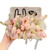 Elástico de Cabelo com Laço de Flor Tulipa Estilo Coreano para Meninas, Corda de Cabelo de Alta Elasticidade para Rabos de Cavalo e Coques