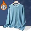 Suéter tipo waffle para hombre, camisa informal de manga larga para primavera y otoño, camiseta holgada para hombre con cuello redondo y forro polar