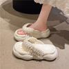 Diseño de Lujo Ligero Chanclas con Borla de Perlas de Imitación para Mujer Estilo Vacacional de Playa de Verano Zapatillas de Plataforma Pequeña