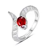 Joyería Popular de Xiaohongshu Gota de Agua Piedra de Cristal Natural Anillo de Plata S925 con Forma de Serpiente para Mujer Incrustado Serpiente Joyería de Mano Única