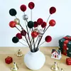 Bola de terciopelo brillante simulada de 5 bolas con rama para decoraciones del Festival de Primavera y Navidad, Decoración del hogar con bola de terciopelo, Accesorios transfronterizos