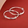 Pulsera Infantil de Plata Pura 9999 "Seguro y Sonoro", Diseño Liso de Mobius, Set de Pulseras para Bebé de Plata Pura, Regalo para el Primer Cumpleaños de un Bebé