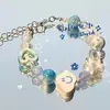 Pulseira de Cristal Flor Colorida Dopamina Campo de Flores e Primavera Menina Doce Exquisita Verão Melhor Amiga Pulseira Presente