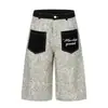 Pantalones Vaqueros Cortos Lavados con Estampado de Leopardo y Parches, Estilo Callejero Americano, para Hombre y Mujer, Nuevo Modelo 2026, Corte Holgado, Pantalones de Pierna Ancha Adelgazantes de Longitud Media