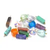 Pingente de Contas Cilíndricas de Pedra de Cristal em Aço Inoxidável Galvanizado para Colar Pulseira DIY Moda Acessórios de Roupa Joias