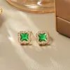 Pendientes de Trébol de Cuatro Hojas de Zirconia Súper Brillantes tipo Diamante, de Alta Gama, Compactos y Exquisitos con Cierre de Plata, Diseño de Nicho, Modernos y Versátiles