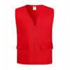 Chalecos de Algodón Rojo para Voluntarios con Logo Personalizado, Ropa de Trabajo con Texto Impreso, Fabricante de Chalecos para Voluntarios Comunitarios y Miembros de Partido
