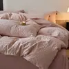 Conjunto de cama luxuoso e sofisticado de jacquard escovado 100% algodão de quatro peças, capa de edredom e lençol de 60s 100% algodão Classe A para quarto principal